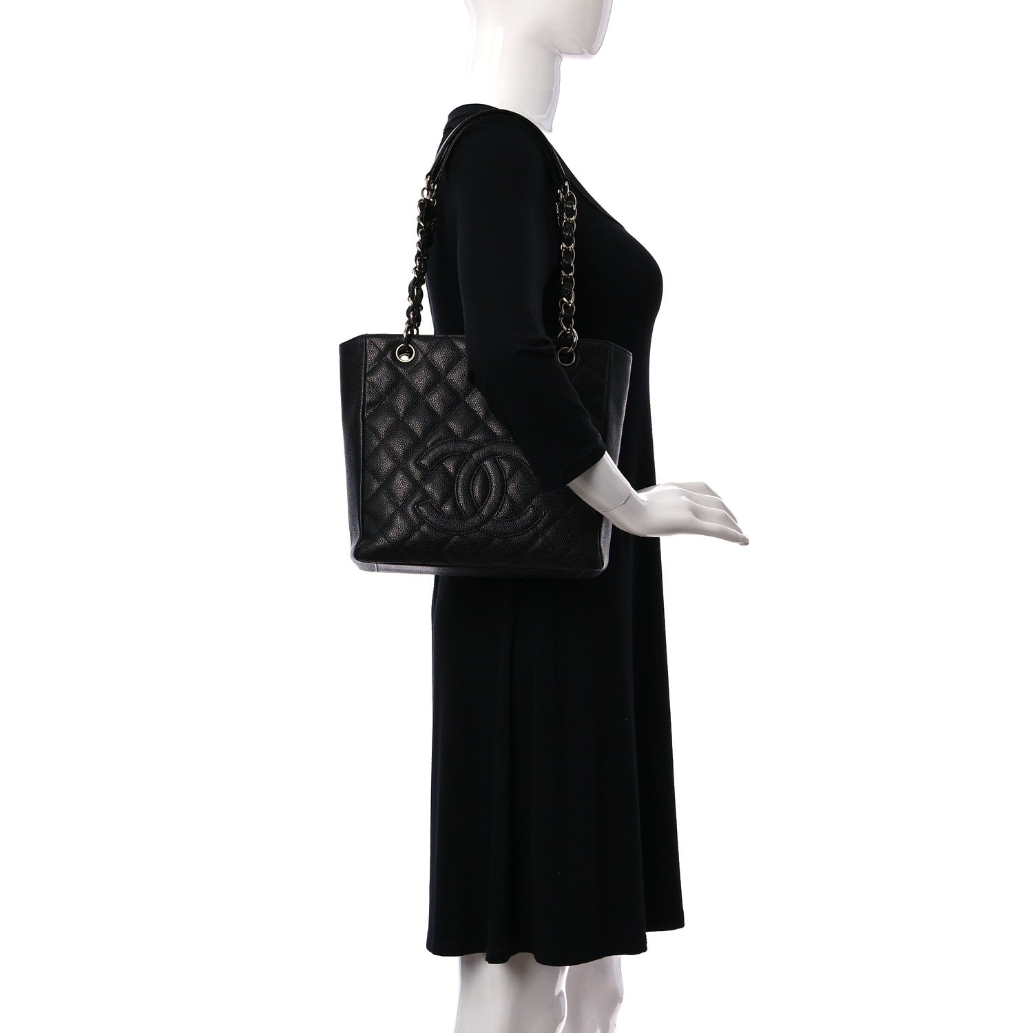 Chanel Caviar Quilted Petit Shopping Tote PST Black 3 of 10