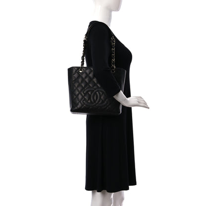 Chanel Caviar Quilted Petit Shopping Tote PST Black 3 of 10