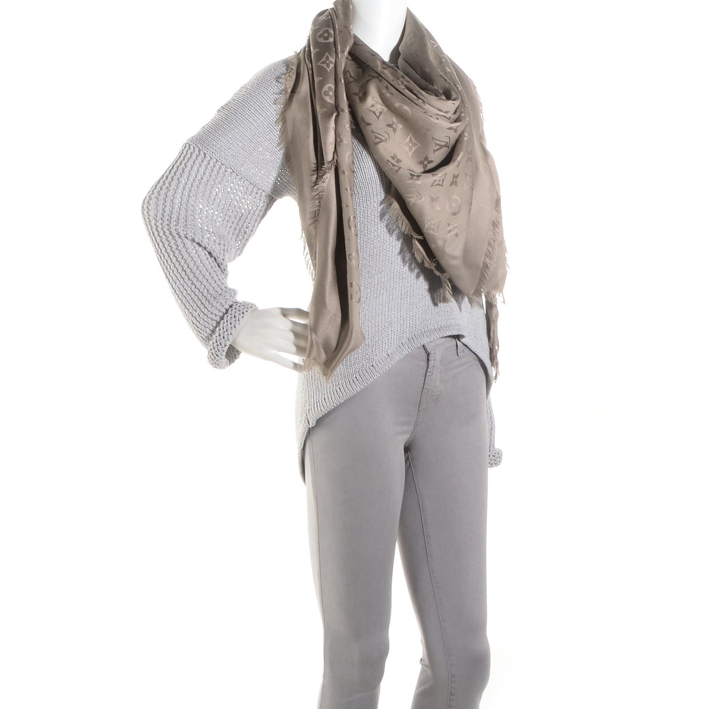 Silk Wool Monogram Shawl Verone