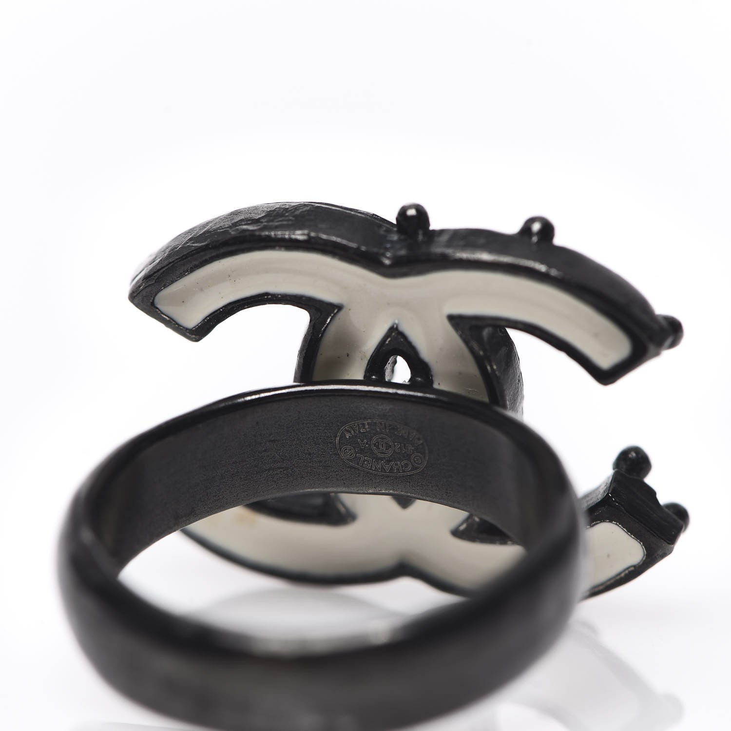 Chanel Enamel CC Ring 5.75 Black White 4 of 4
