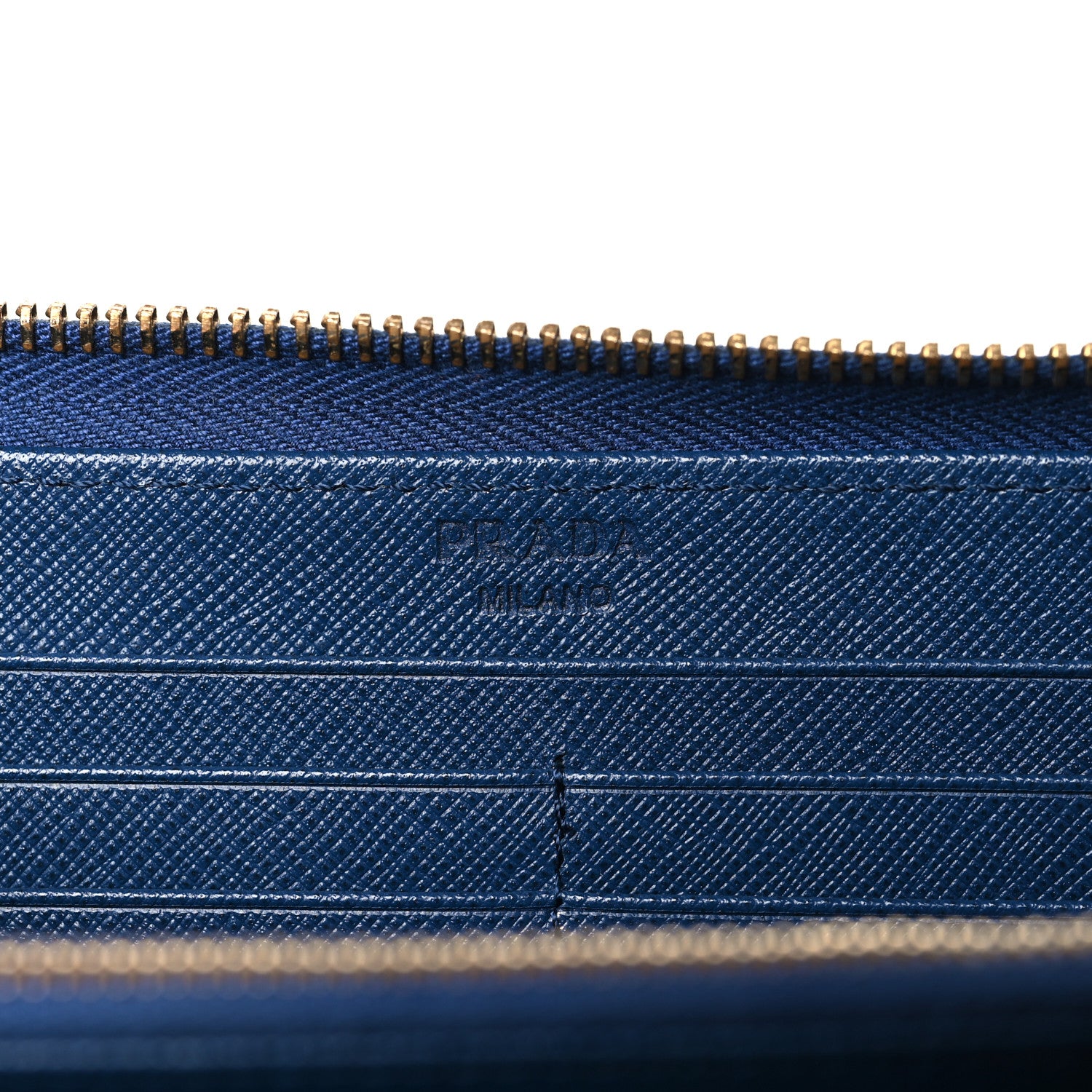 Prada Saffiano Metal Zip Around Wallet Bleuette 6 of 9
