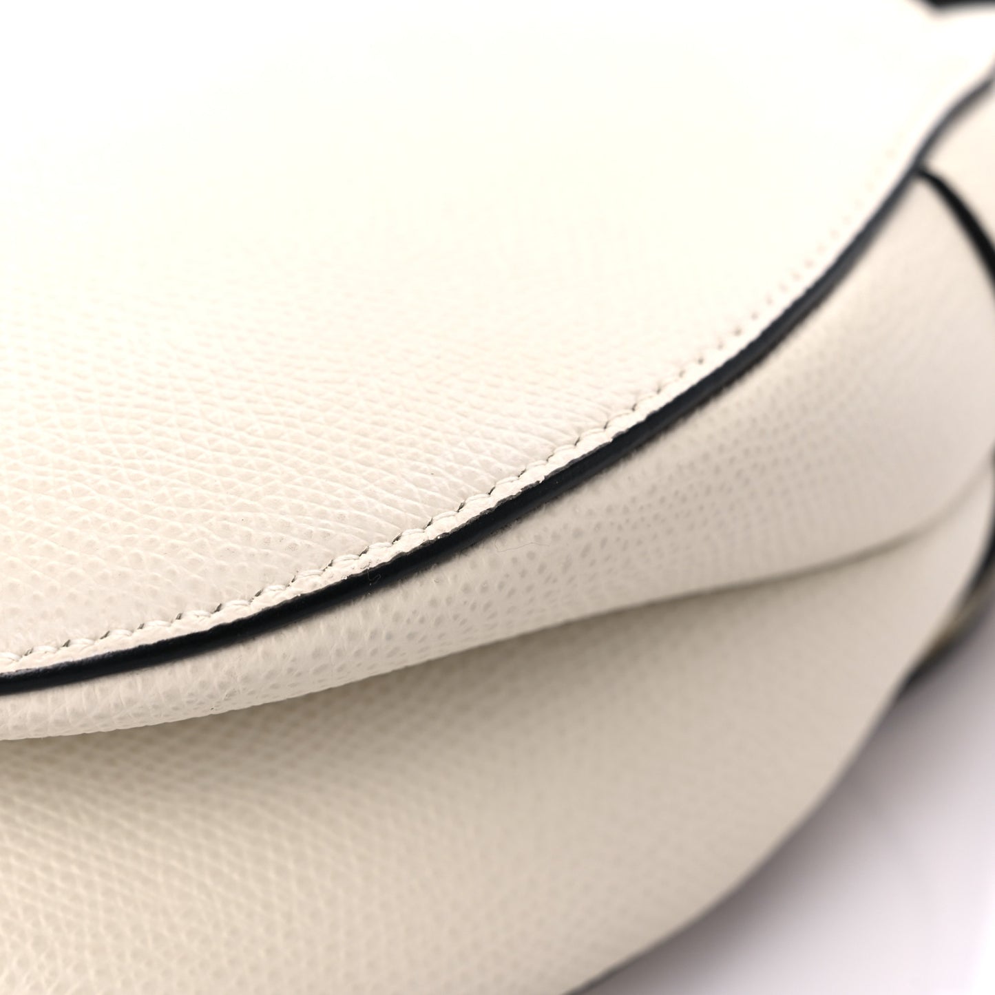 Grained Calfskin Saddle Bag White
