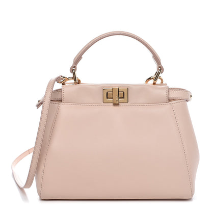 Fendi Nappa Mini Peekaboo Iconic Satchel Rosa Plaster 1 of 14