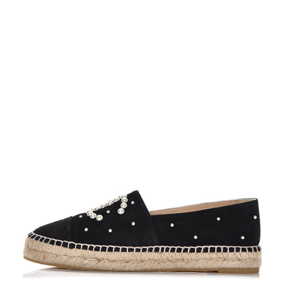 Chanel Suede Pearl CC Espadrilles 40 Black 1 of 9