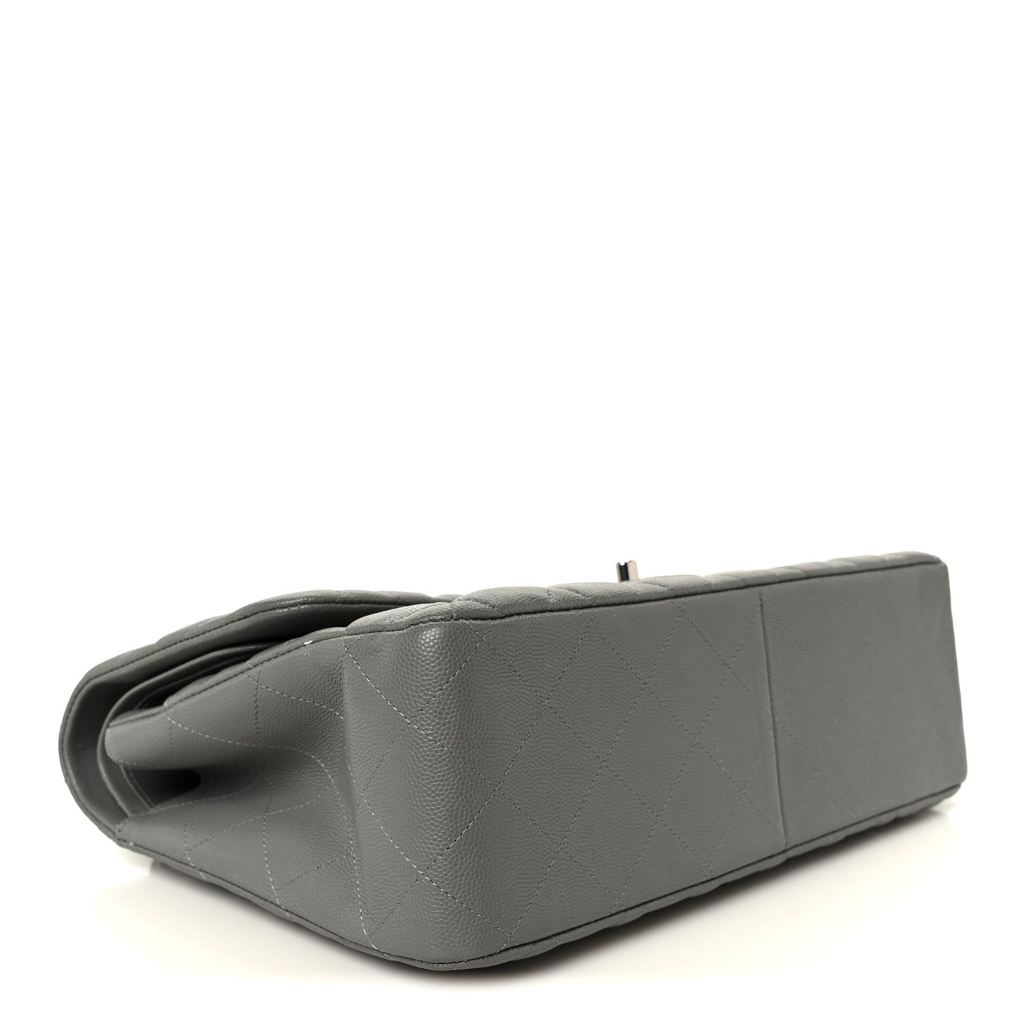 Caviar Quilted Jumbo Double Flap Grey