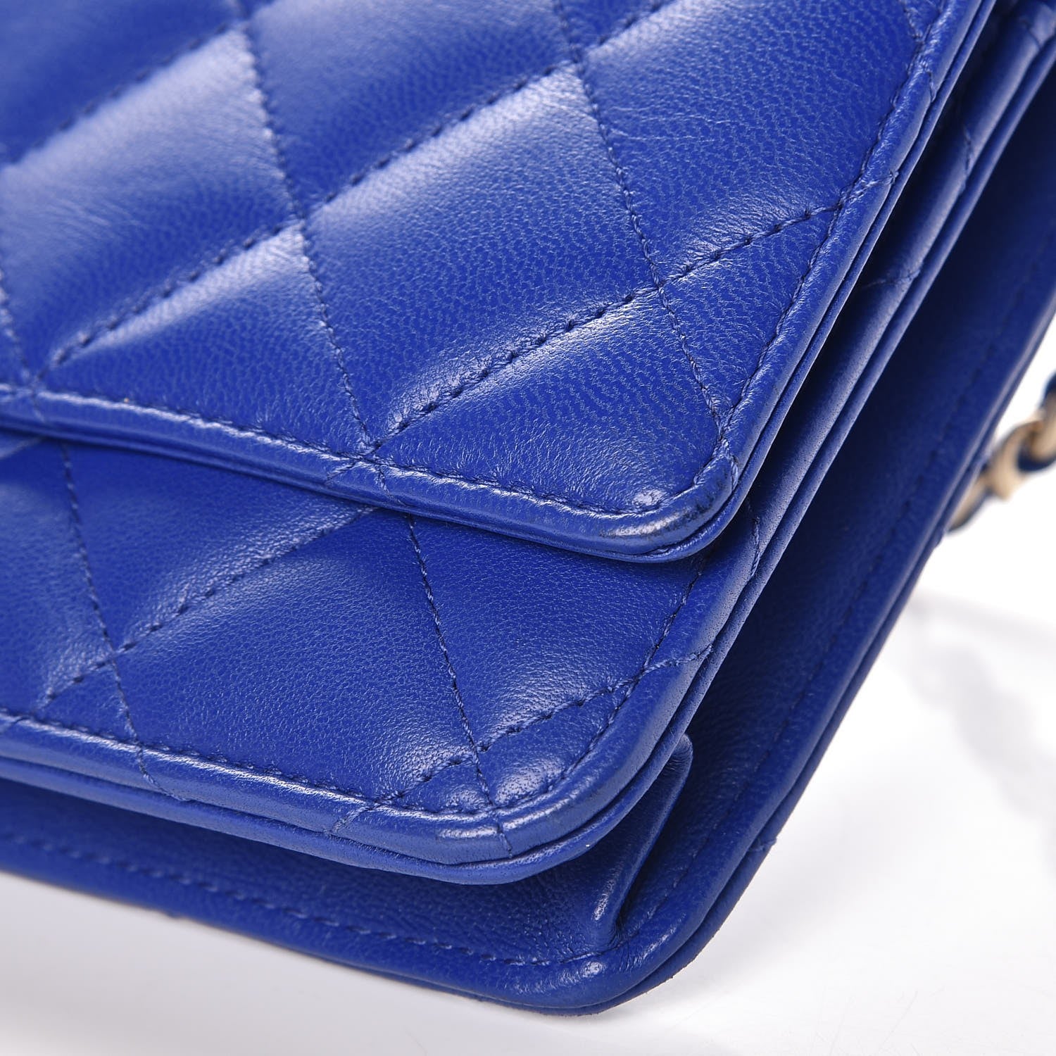 Chanel Lambskin Quilted Wallet On Chain WOC Blue Fonce 10 of 11