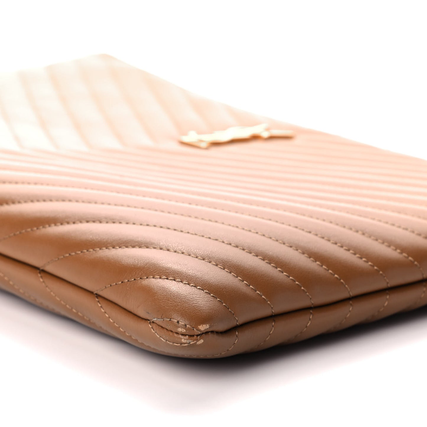Calfskin Matelasse Chevron Monogram Document Holder Naturel Dark