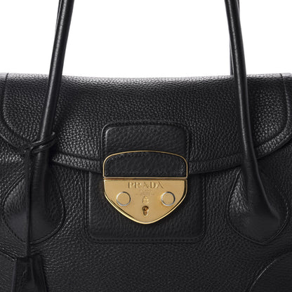 Prada Vitello Daino Pushlock Shoulder Bag Black 10 of 10