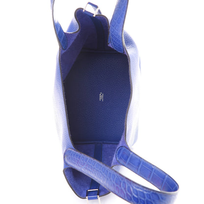 Hermes Taurillon Clemence Matte Alligator Picotin Lock Touch 22 MM Bleu Electrique 4 of 11