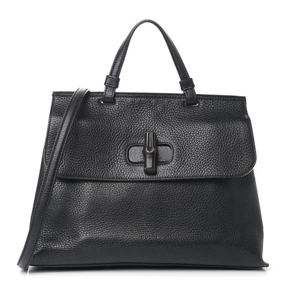 Gucci Cellarius Calfskin Medium Bamboo Daily Top Handle Bag Black 1 of 12