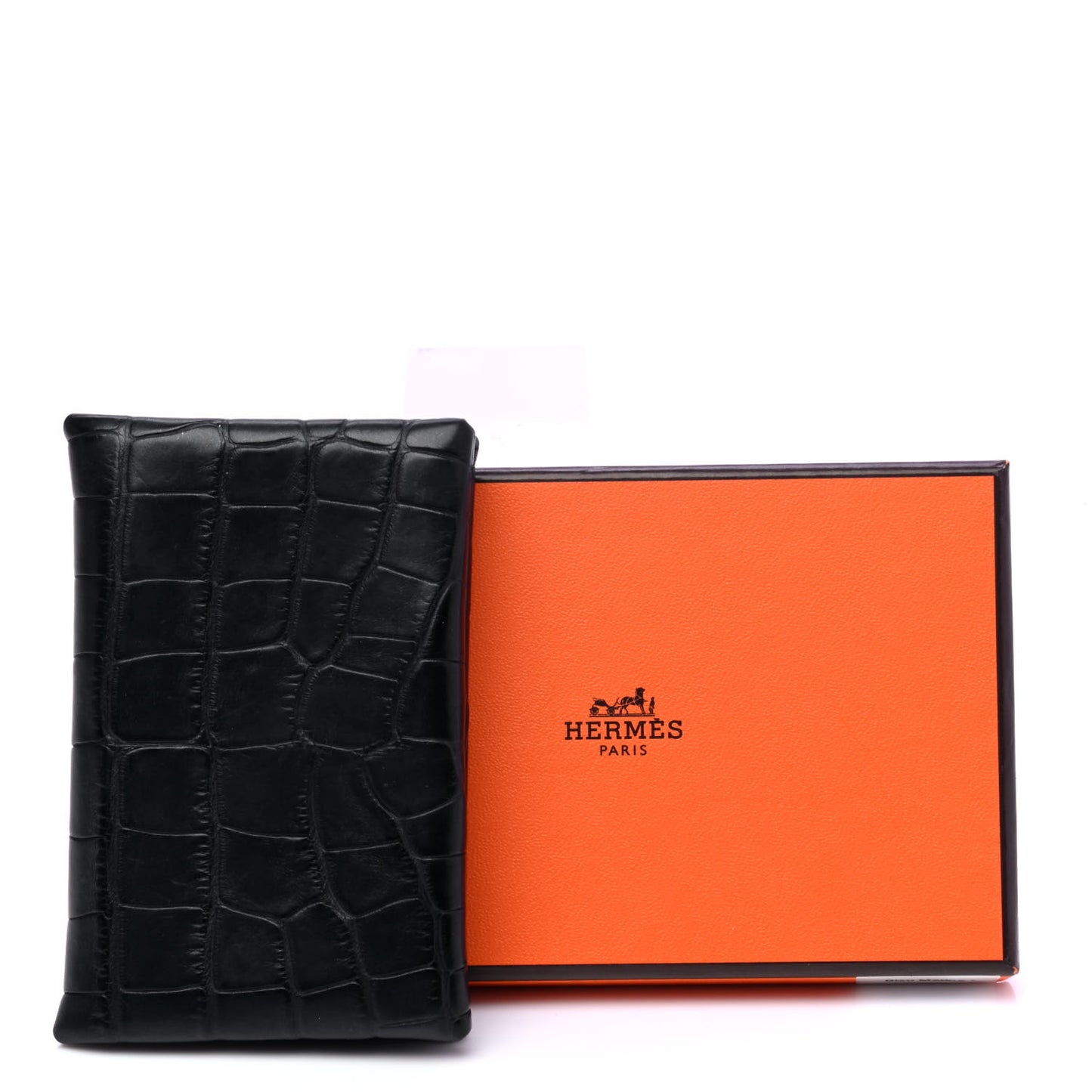 Matte Alligator Calvi Card Case Bleu Marine