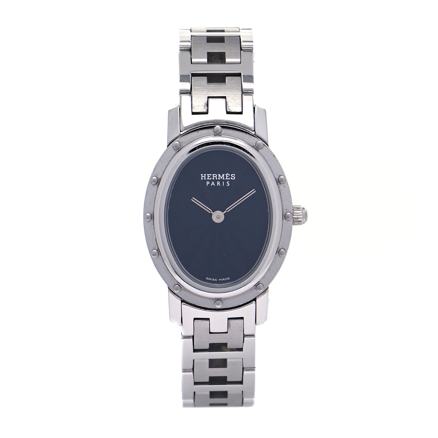 Stainless Steel 22mm Clipper Oval Quartz Watch Black