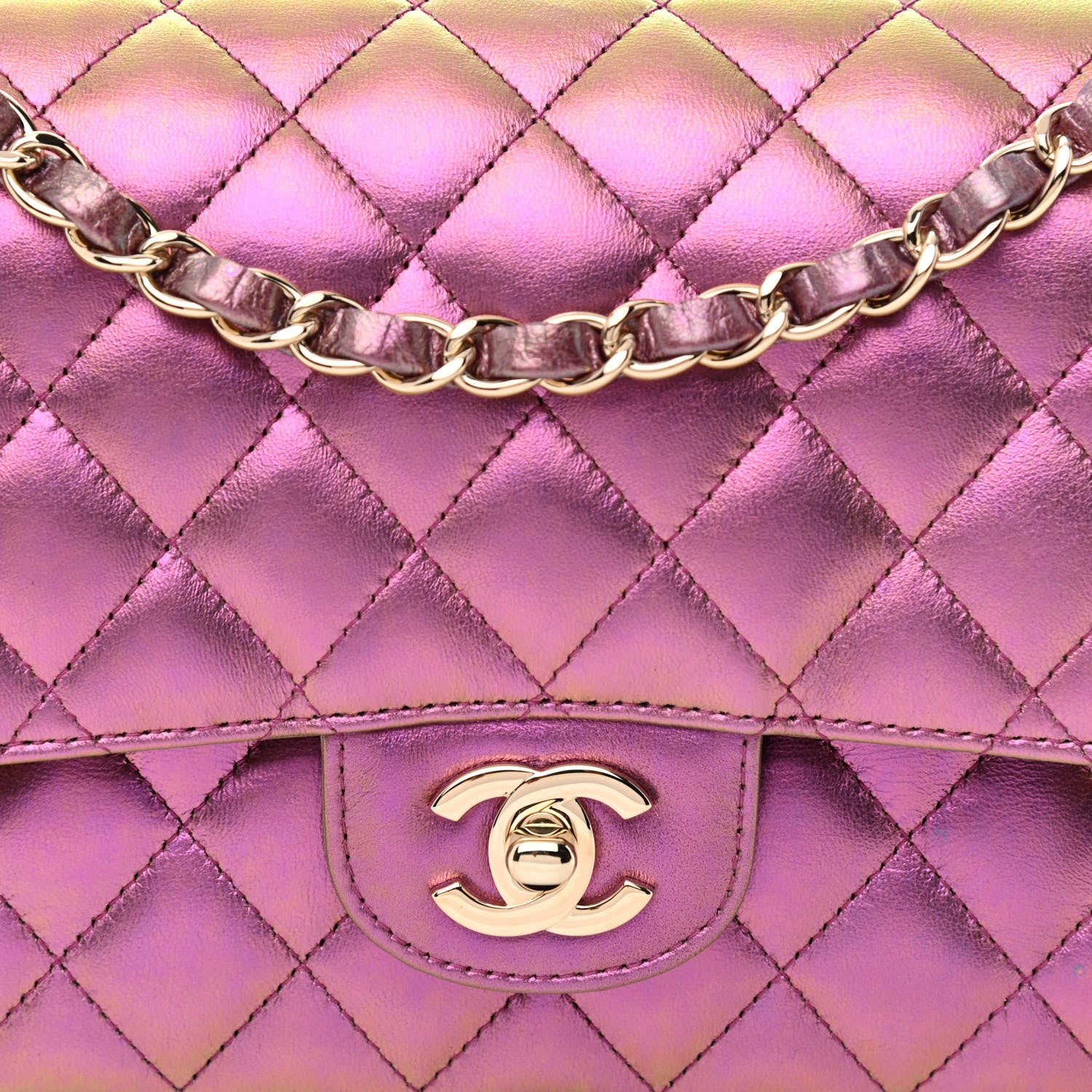 Chanel Iridescent Lambskin Quilted Medium Double Flap Purple 8 of 11