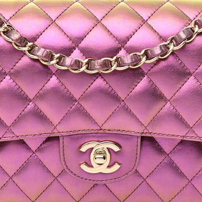 Chanel Iridescent Lambskin Quilted Medium Double Flap Purple 8 of 11