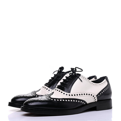 Christian Dior Calfskin Diorunit Oxford Flats 37.5 Black White 3 of 16
