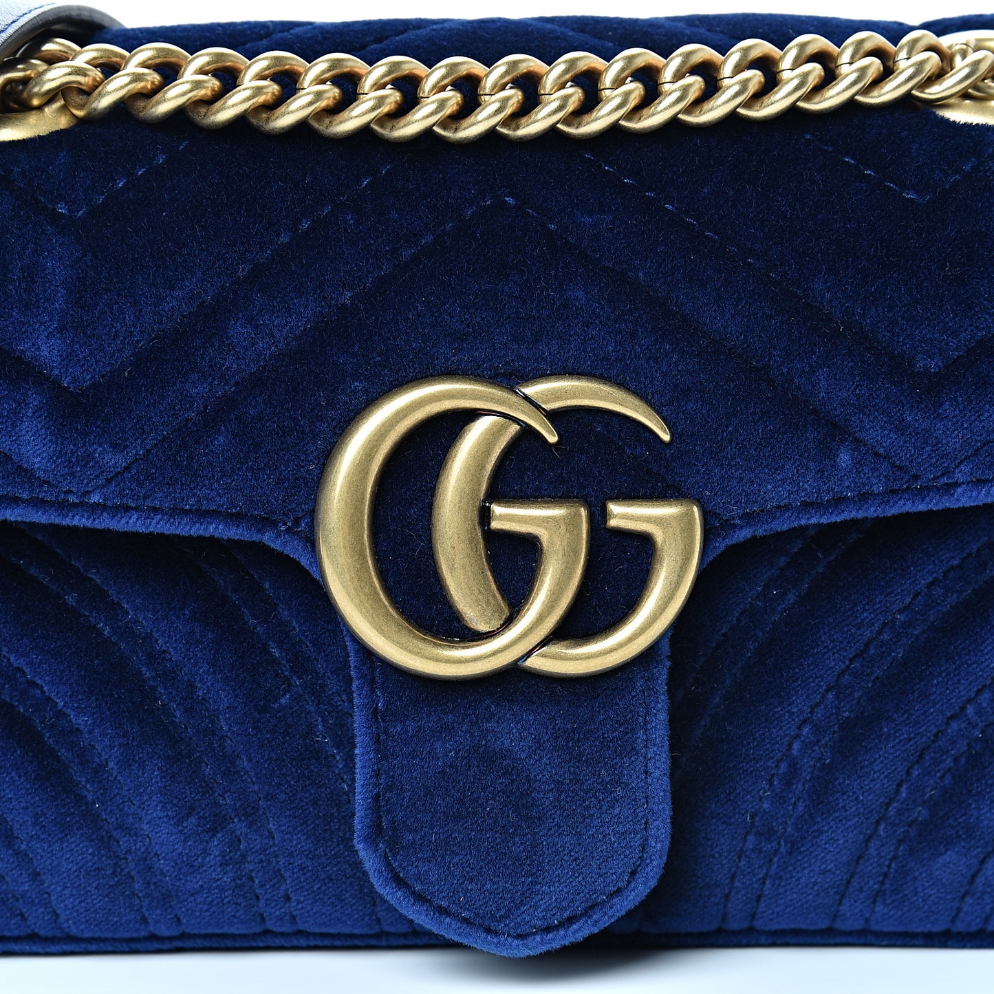 Velvet Matelasse Mini GG Marmont Shoulder Bag Cobalt Blue