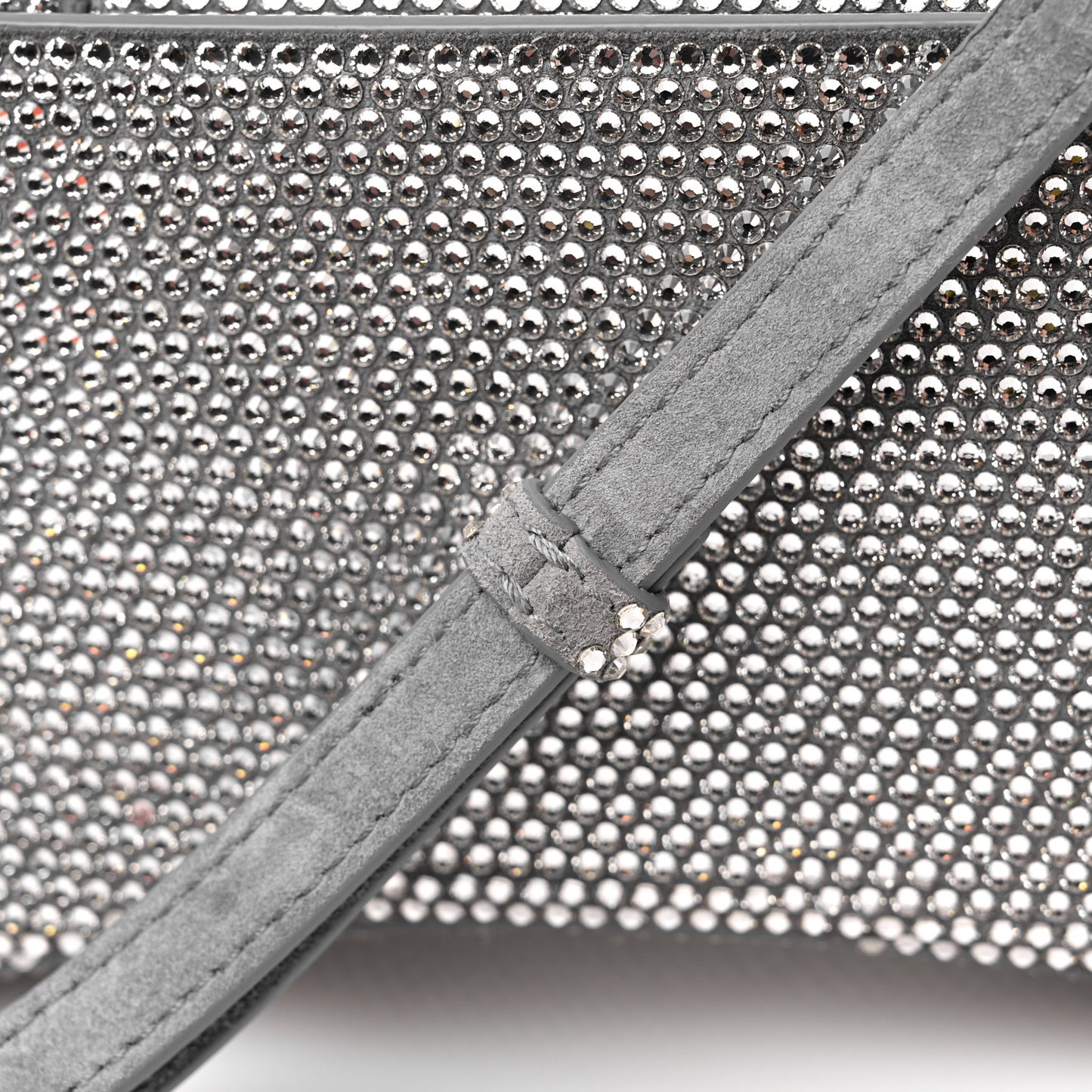Strass Suede Hourglass Top Handle Bag XS Smoke Grey Crystal