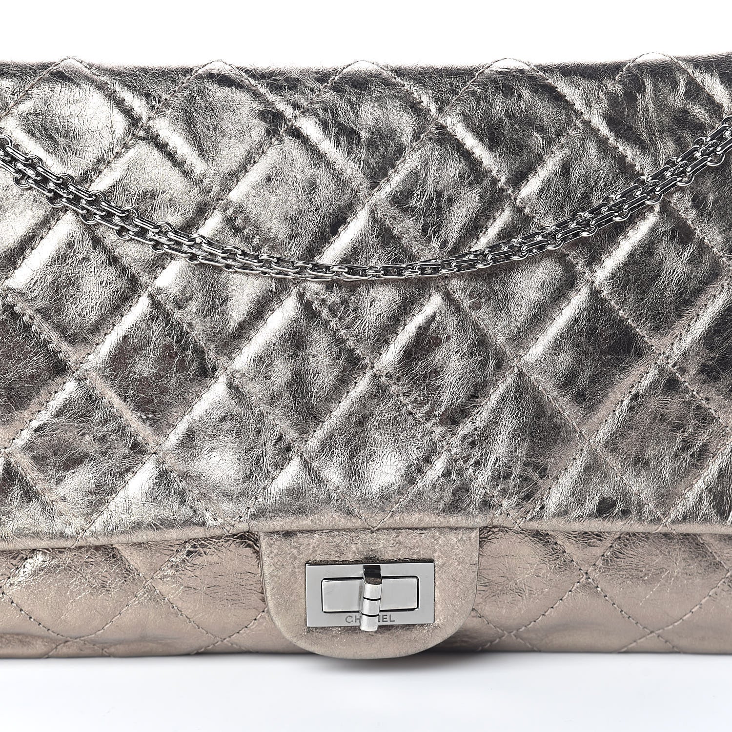 Chanel Metallic Aged Calfskin Quilted 2.55 Reissue 228 Flap Pewter 8 of 10