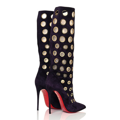 Christian Louboutin Suede Eyelet Apollo Boots 38 Purple 4 of 6