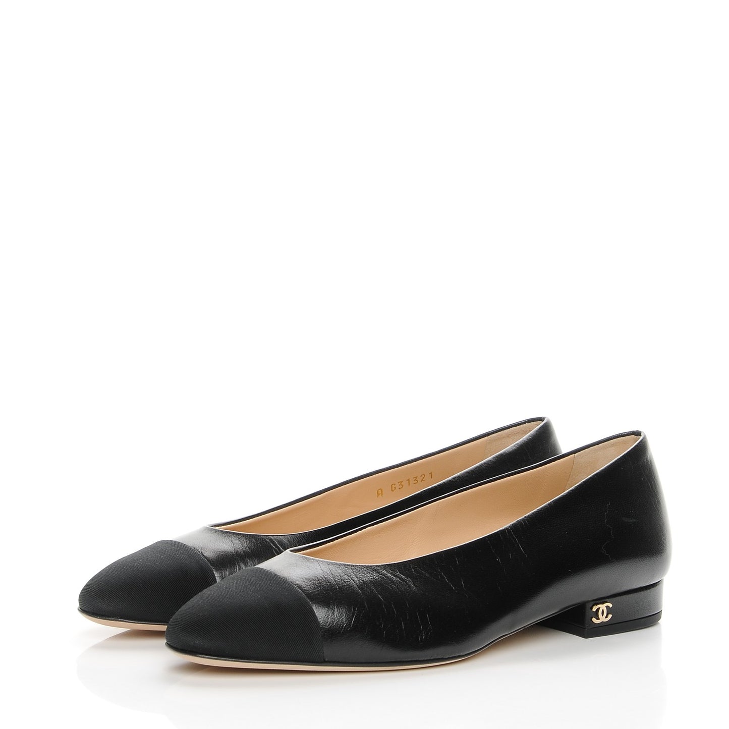 Goatskin Grosgrain Cap Toe Ballerina Flats 35 Black