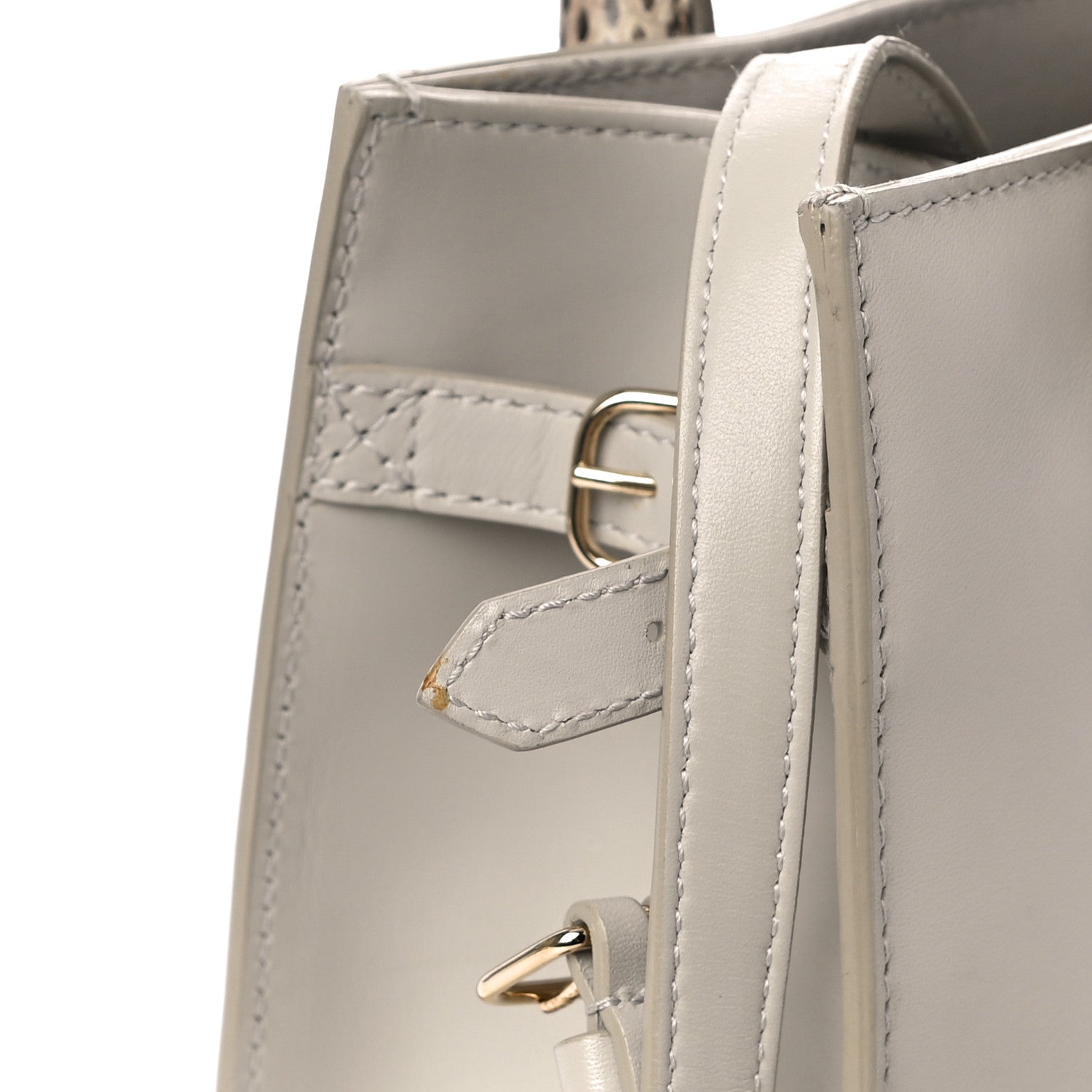 Balenciaga Calfskin Elaphe Snakeskin Mini Padlock All Afternoon Tote Gris Acier 11 of 12