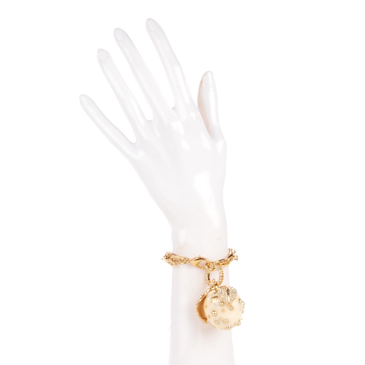 Crystal Apple Charm Bracelet Gold