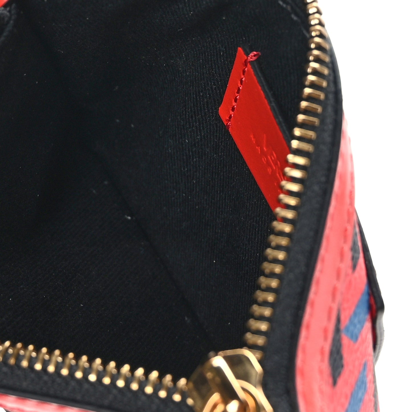 Coated Canvas Calfskin La Greca Modular Zip Pouch Blue Red