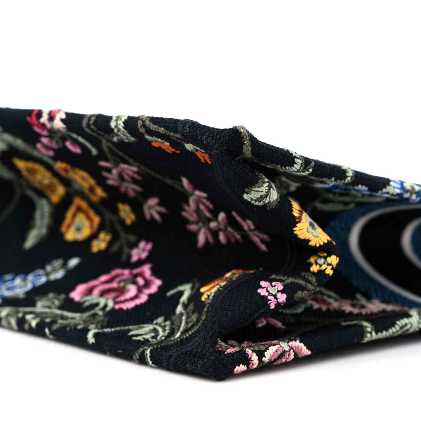 Canvas Embroidered Large Book Tote Black Multicolor
