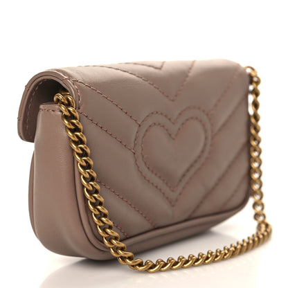 Gucci Calfskin Matelasse Heart GG Marmont 2.0 Coin Purse On A Chain Porcelain Rose 2 of 7