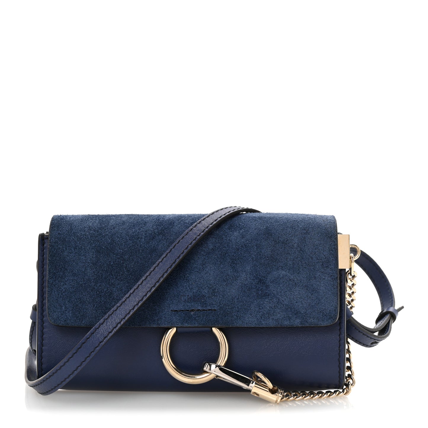 Suede Calfskin Mini Faye Shoulder Bag Majesty Blue