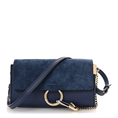 Chloe Suede Calfskin Mini Faye Shoulder Bag Majesty Blue 1 of 9