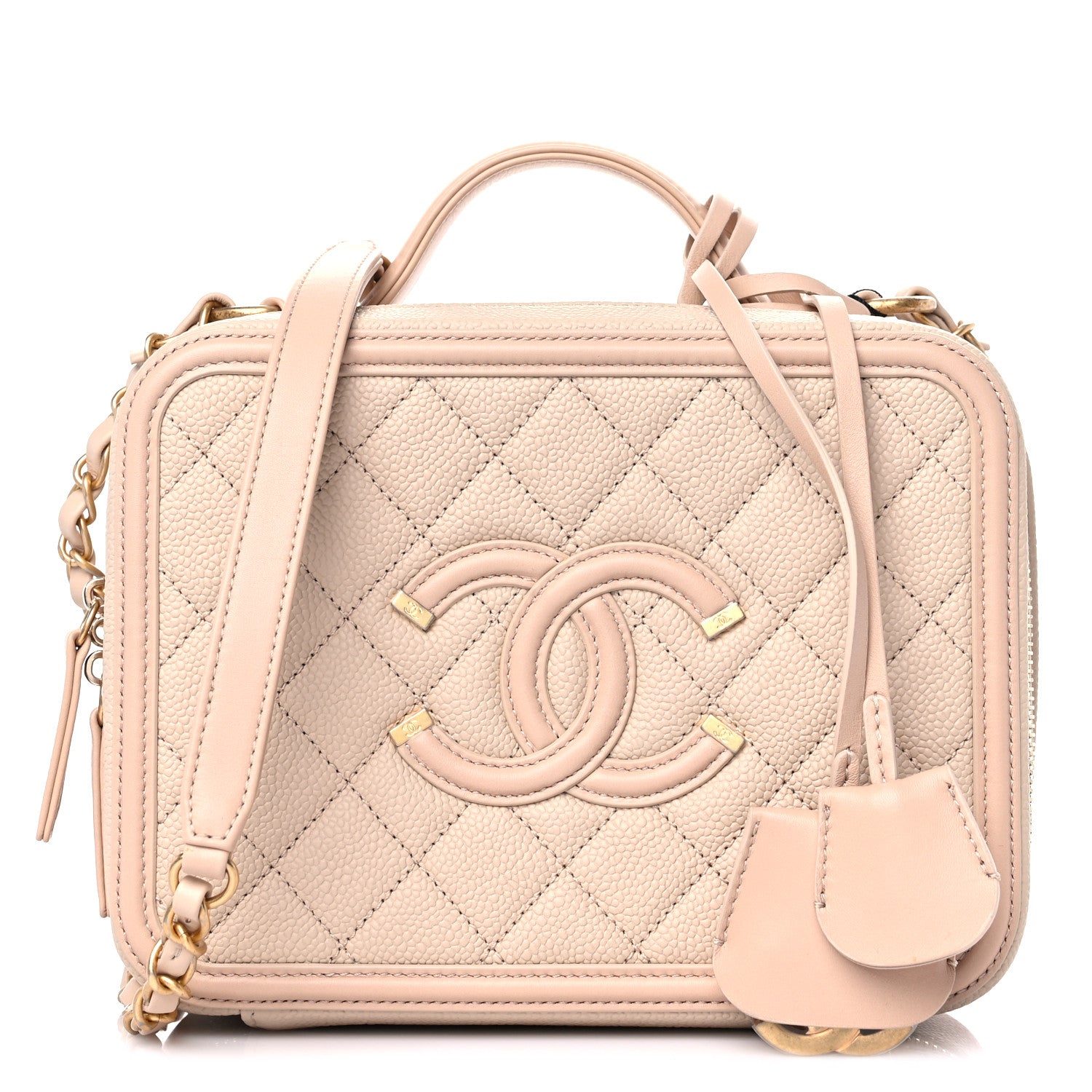 Chanel Caviar Quilted Medium CC Filigree Vanity Case Beige 1 of 12