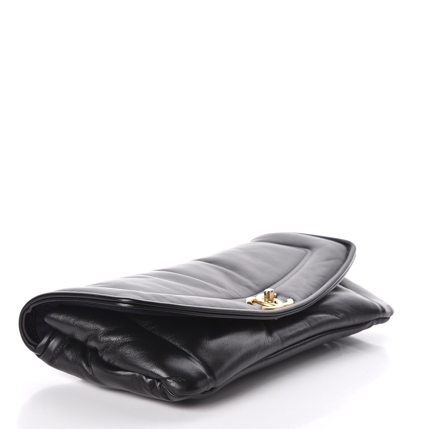 Lambskin Simply Flap Clutch Black