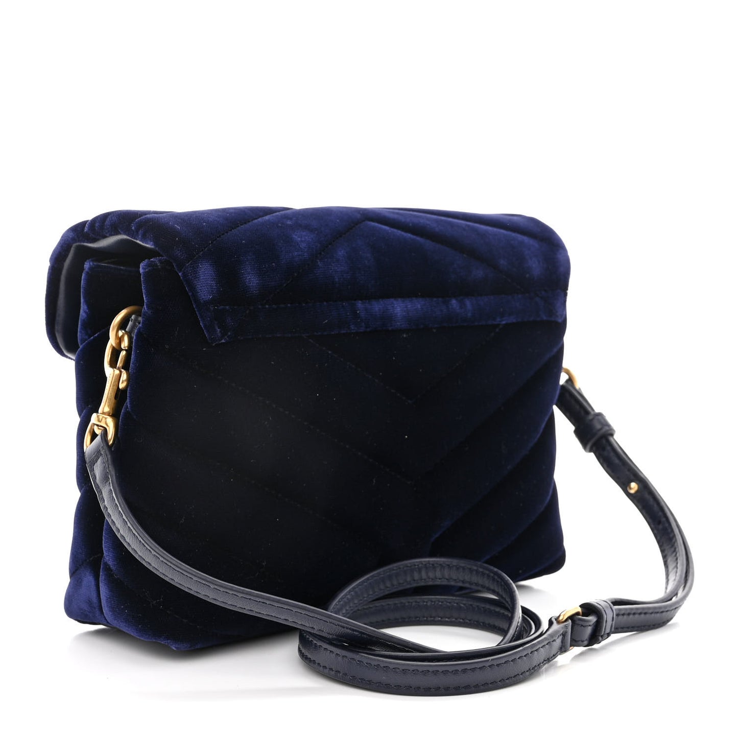 Velvet Y Quilted Monogram Toy Loulou Crossbody Bag Deep Marine