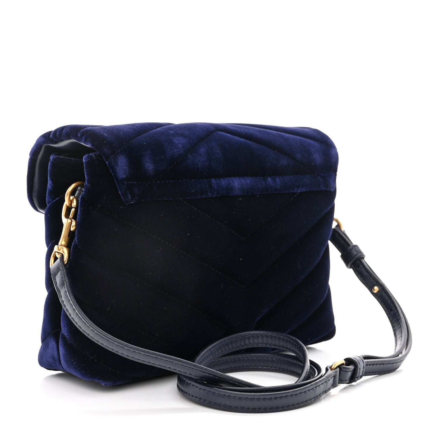 Saint Laurent Velvet Y Quilted Monogram Toy Loulou Crossbody Bag Deep Marine 3 of 10