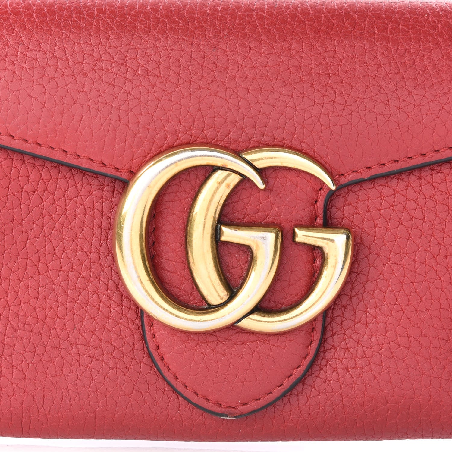 Gucci Cellarius Calfskin GG Marmont Continental Wallet Hibiscus Red 7 of 9