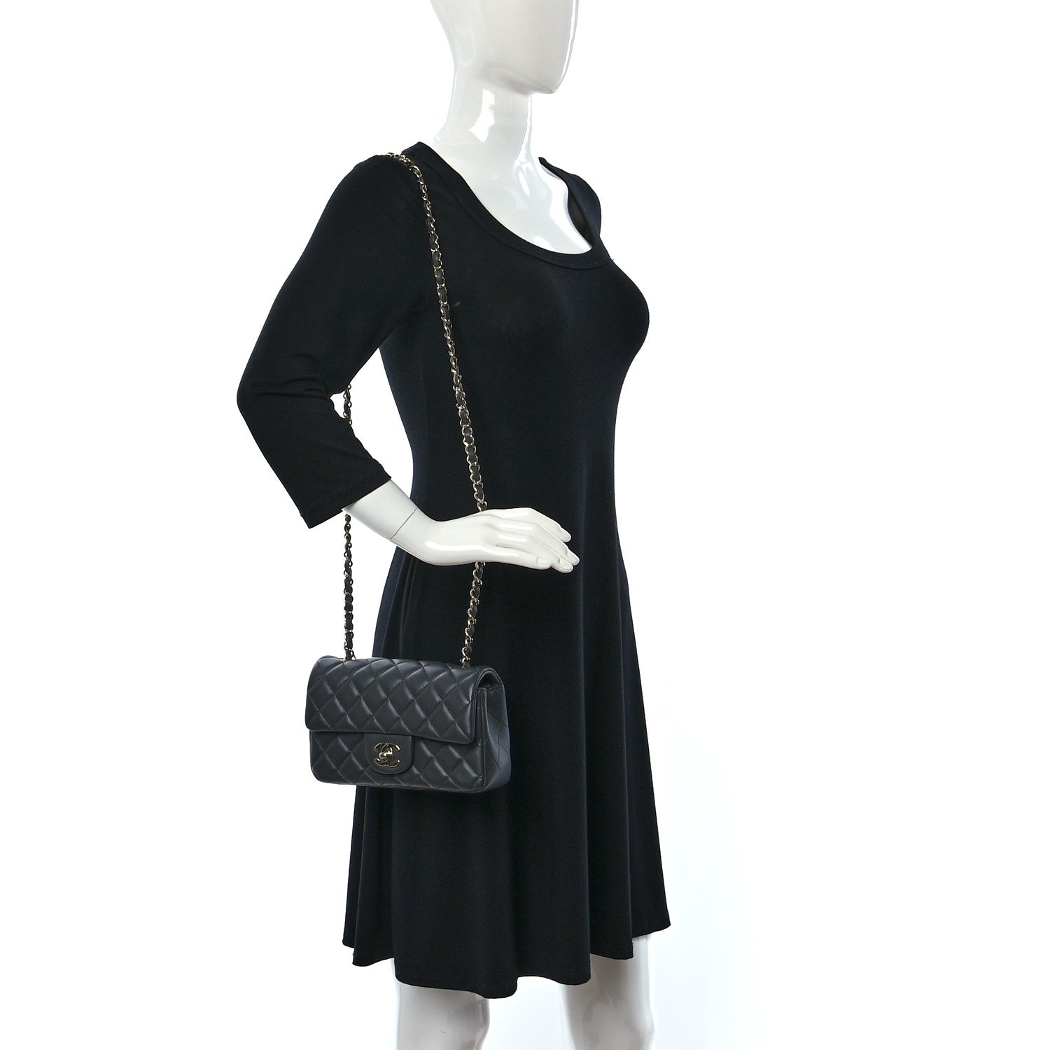 Chanel Lambskin Quilted Mini Rectangular Flap Dark Grey 2 of 13