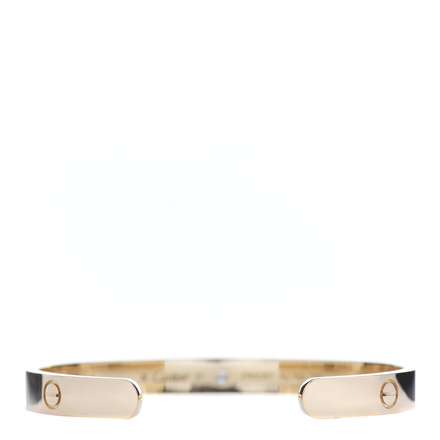 18K Yellow Gold 1 Diamond LOVE Cuff Bracelet 17