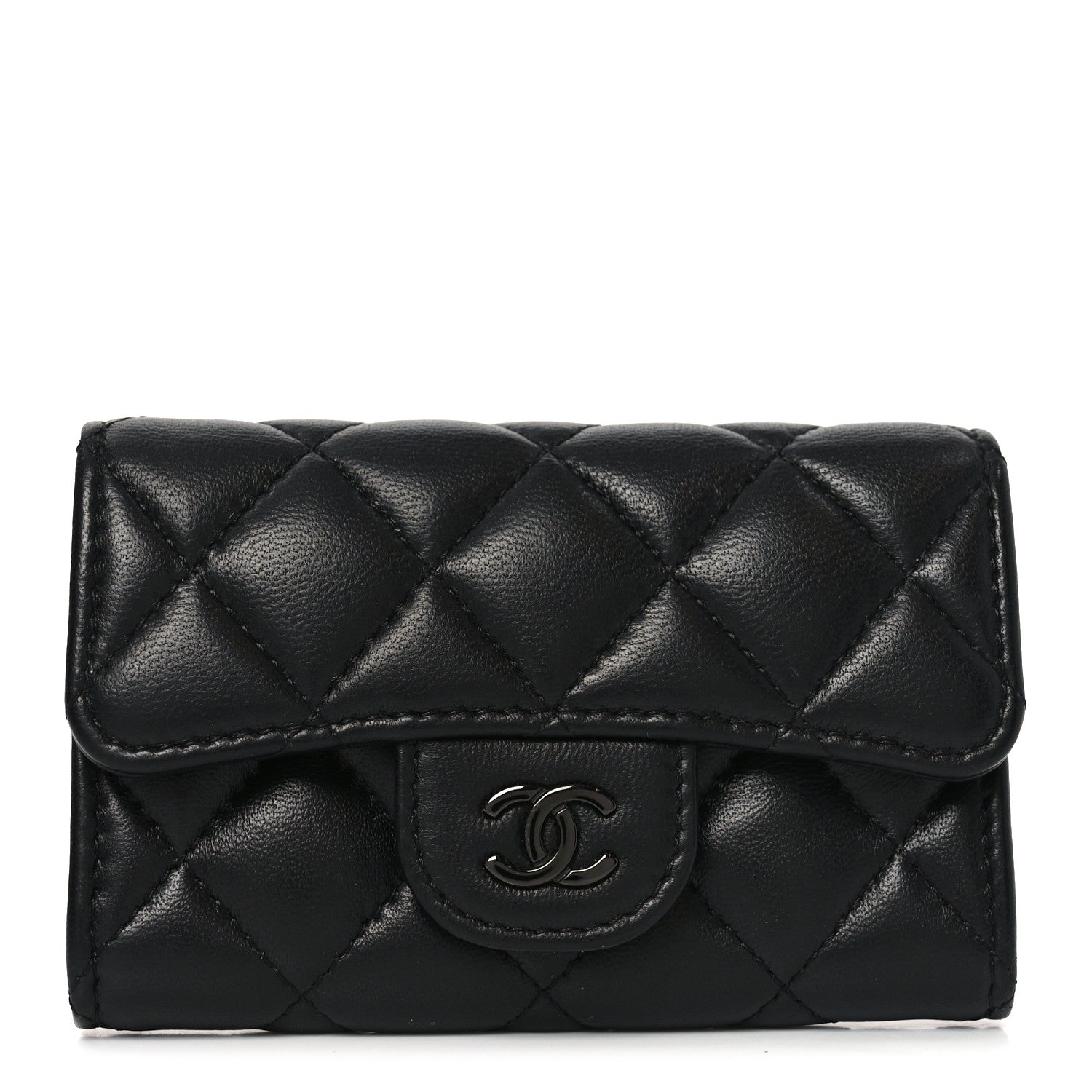 Chanel Lambskin Quilted Flap Card Holder Wallet So Black 1 of 9