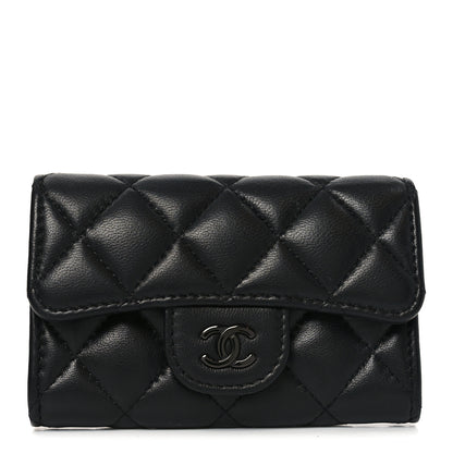 Chanel Lambskin Quilted Flap Card Holder Wallet So Black 1 of 9