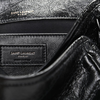 Saint Laurent Crinkled Calfskin Matelasse Monogram Baby Niki Chain Satchel Black 6 of 9