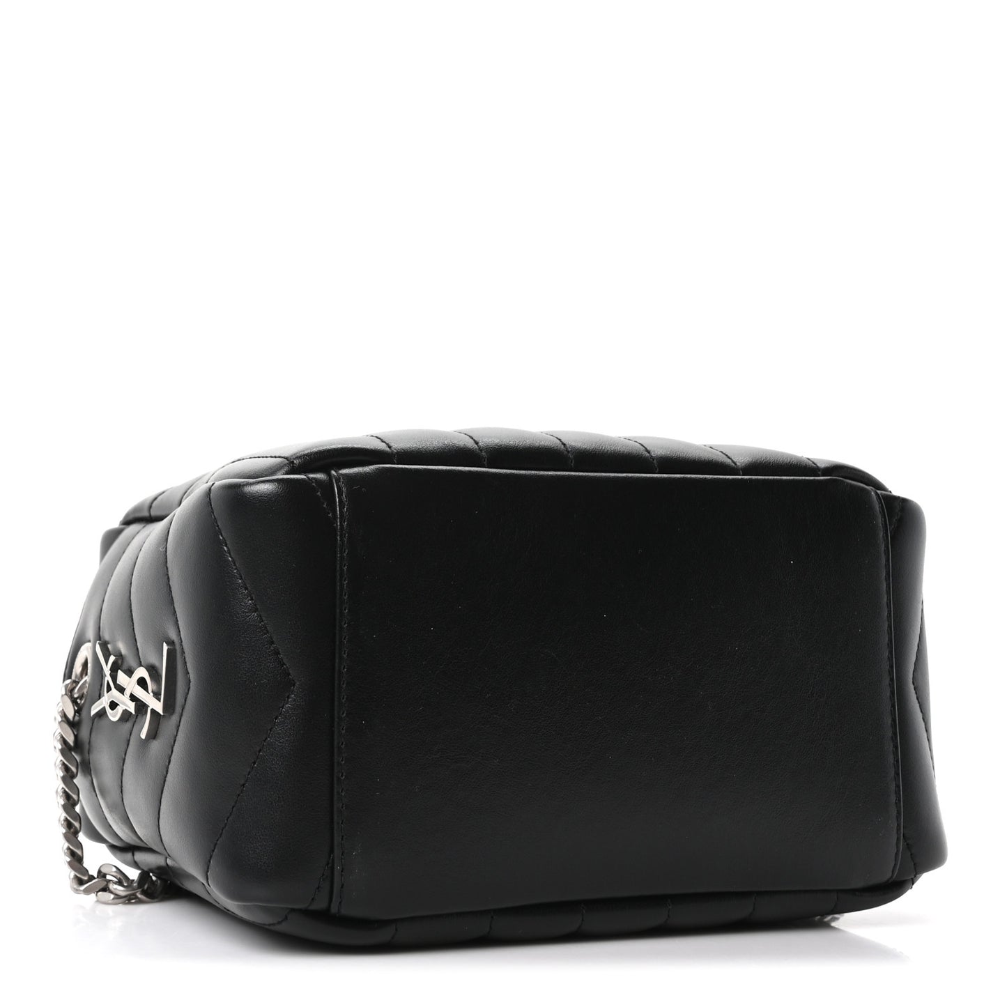Calfskin Y Quilted Monogram Small Loulou Bowling Bag Black