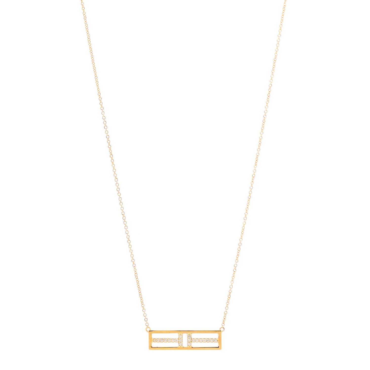 Tiffany 18K Yellow Gold Diamond Tiffany T Two Open Horizontal Bar Pendant 1 of 7