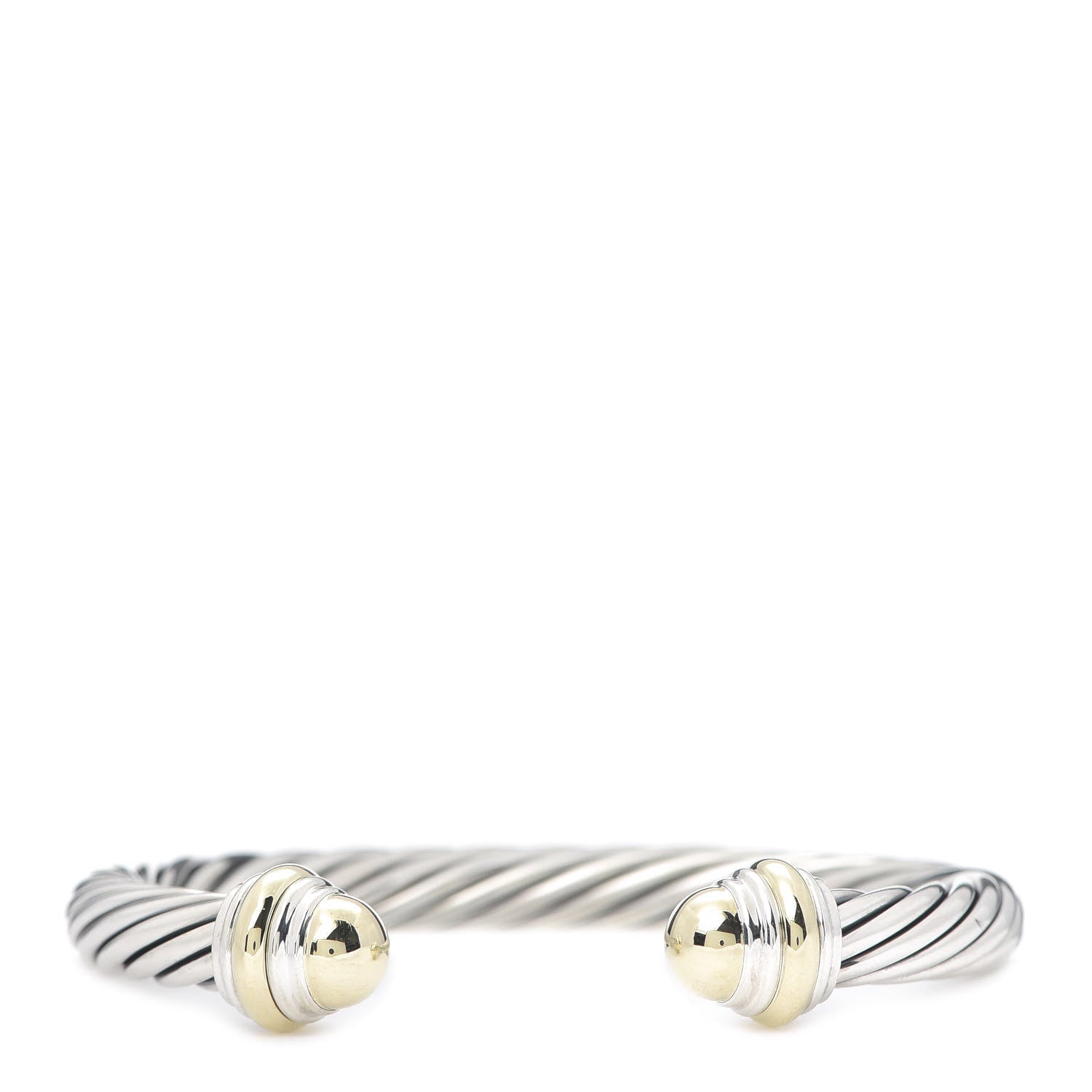 David Yurman Sterling Silver 14K Yellow Gold 7mm Cable Classics Bracelet 1 of 5