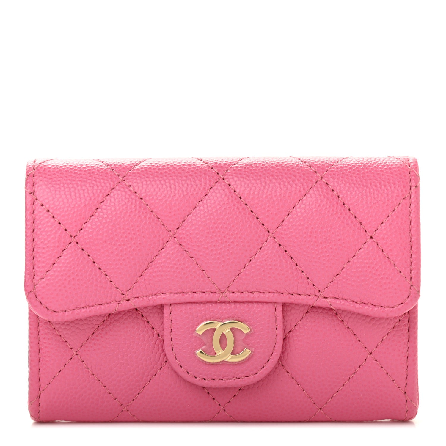 Chanel Caviar Quilted Flap Card Holder Pink 1 of 8