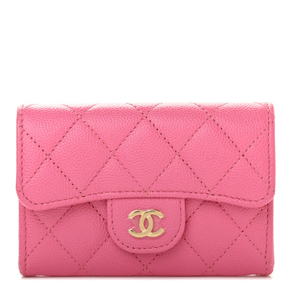 Chanel Caviar Quilted Flap Card Holder Pink 1 of 8