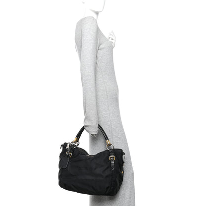Prada Tessuto Nylon Vitello Daino Shopping Satchel Black 2 of 12