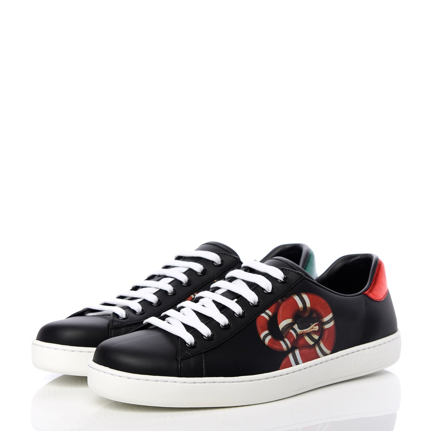 Calfskin Kingsnake Mens Ace Sneakers 8.5 Black Multicolor