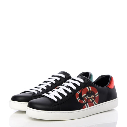 Gucci Calfskin Kingsnake Mens Ace Sneakers 8.5 Black Multicolor 3 of 11