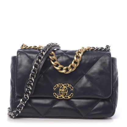 Chanel Lambskin Quilted Medium 19 Flap Navy Blue 1 of 10